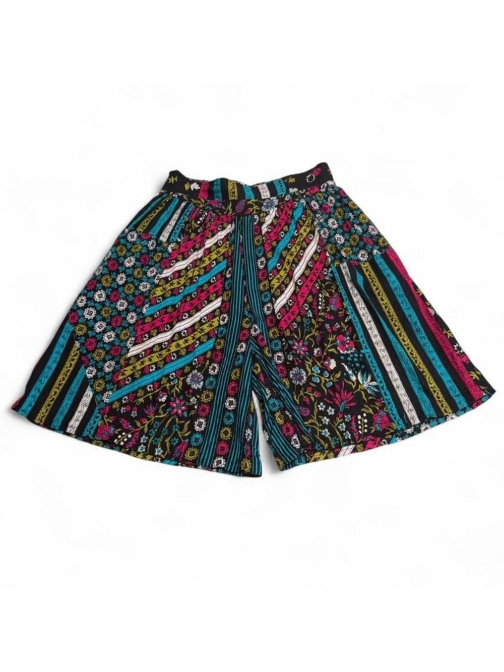 Vintage 90's Floral Maximalist Culotte Shorts Women's Small Boho Funky Indie